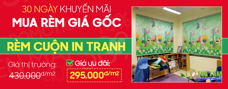 khuyen mai rem sao, khuyen mai rem cuon in tranh, rem cuon khuyen mai, khuyen mai rem van phong